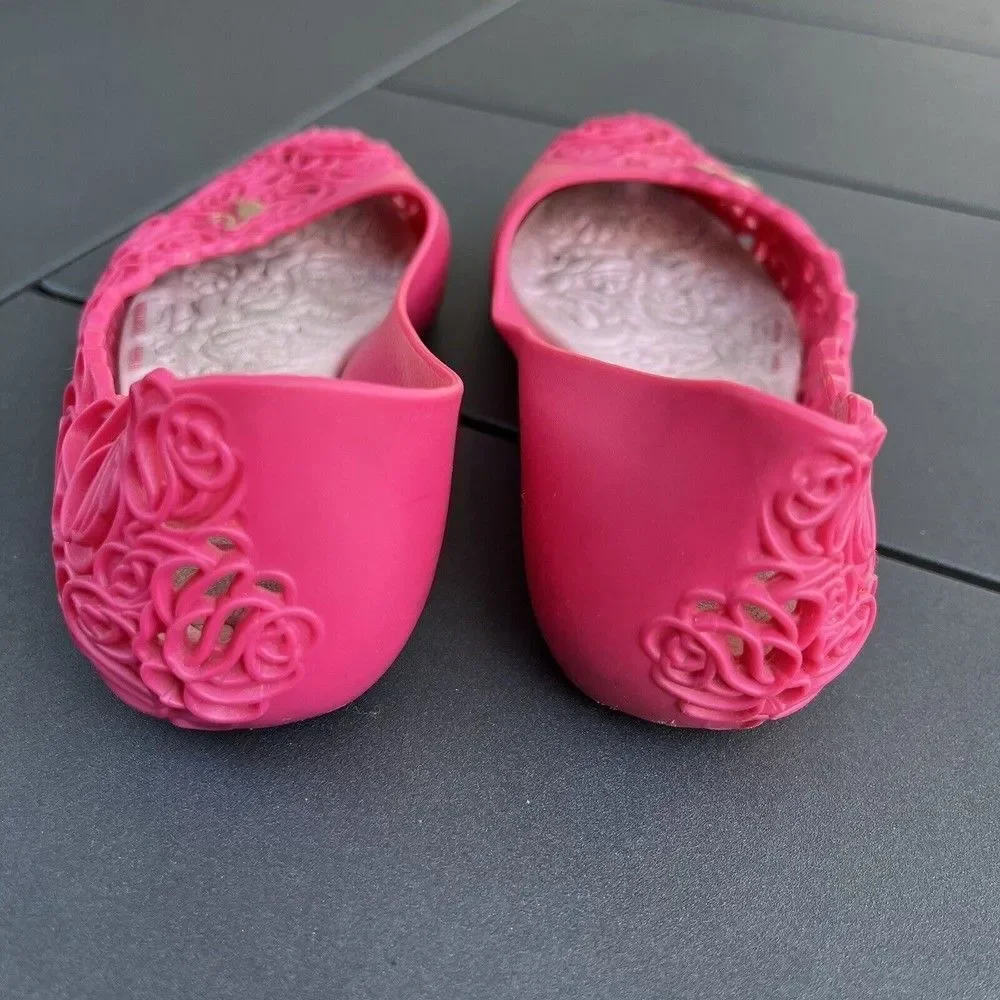 Grendene Kids Barbie Floral Pink Slip On Jelly Flats Shoes Toddler Girls Size 9